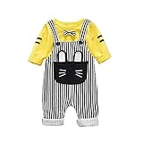 子供上下セット服 男の子 女の子 服 長袖 秋 Pojour Tシャツ＆オーバーオール 可愛いネゴ ベビールームウェア 子供 丸首 普段着 カジュアル スポーツ 旅行 記念日 プレゼント 黄色