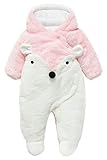 KINDOYO 新生児 冬 ラブリー ベビー カバーオール アニマル ロンパース 男女ユニセックス 寝間着 厚い シャム フード付き ボディスーツ , ピンク