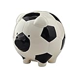 Enescoサッカー貯金箱、セラミック、4.25インチ、ブラックとホワイト