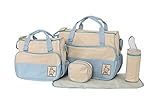 Onuneed　レディース 大容量　カジュアル バッグ　マザーズバッグ　5点セット　旅行、買い物、通勤　家庭収納用 ＦＢ8816 (ライトブルー)