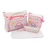 4pcs Baby Diaper Nappy Changing Bag Multi-functional Waterproof Mummy Shoulder Bag Bottle Holder Tra