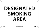 NMC M102RB No Smoking Sign DESIGNATED SMOKING AREA 14 Width x 10 Height Rigid Plastic Black On White