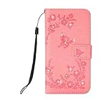 iPhone Secret Garden財布ケース、Auroralove Iphoneキラキラ光るダイヤモンドバタフライフラワーCase Forガールズレディースクレジットカードキックスタンド機能付き