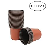 WINOMO プラスチックポット プラスチック植木鉢 育苗ポット フラワーポット プランター容器 軽量 庭園 100個セット 赤と黒