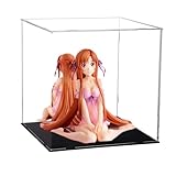 Kaoslen アクリル フィギュアケース 2in1 背面ミラーor全透明ケース コレクションケース 組立式 陳列ケース 飾り用 透明アク リル ディスプレイケース 人形ケース 超透明アクリル（15*15*15cm 台座黒＋背面ミラー）
