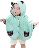 ange select キッズ ベビー ポンチョ 男女 兼用 タオル カーディガン 紫外線 空調 防寒 対策 プール 海 出産祝い (グリーン・かえる)