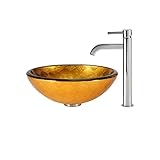 Kraus GV-693-19mm Iris Glass Vessel Bathroom Sink [並行輸入品]