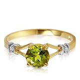 K14 Yellow, White, Rose Gold Ring with Natural Diamonds and Peridot