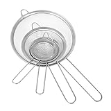 ILS - Kitchen Stainless Steel Food Strainer Sieve Fine Mesh Flour Colander Set of 4