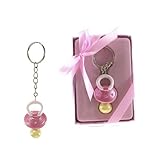 Lunaura Baby Keepsake - Set of 12 Girl Baby Pacifier with Crystals Key Chain Favors - Pink by Lunaur