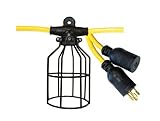 Voltec 08-00202 12/3 STW 10-Light String Metal Cage Light String with Locking Connector, 100-Foot, Y