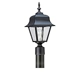 Sea Gull Lighting 8255-12 Single-Light Post Lantern with Clear Acrylic Beveled Panels, Black [並行輸入品]
