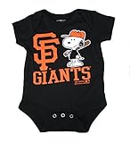 San Francisco Giantsスヌーピーat Bat Infantサイズ0 – 3 Months Onesie /ボディスーツ – ブラッククリーパー
