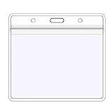 KEYLION 10 Pack Heavy Duty Horizontal ID Card Name Tag Badge Holder with Waterproof Type Resealable 