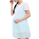 SweetマタニティLadiesレディースルーズショートスリーブシフォンレースドレスサイズXL – ブルー