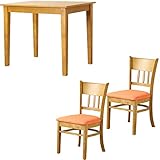 ダイニングテーブル 3点セット 2人用 幅85 ファブリック 木製 北欧 完成品 マーチ march ライトブラウン オレンジ