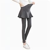 マタニティ パンツ 産前 産後 対応 妊婦服 厚手 春 秋 ズボン オシャレ 無地 キュロットスカ—ト 3色入 (L, ダークグレー)