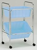 高強度！業務用ワゴン2段脱衣カゴ付(ブルー)【日本製】キャスター付で移動も楽々！医療機関にもOK