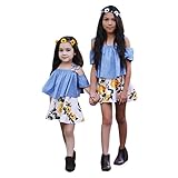 Franterd Baby Girlsオフ肩Tシャツトップス+花柄ショートスカート服セット ブルー