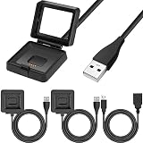Xiatiaosann Fitbit Blaze用充電器、交換用充電ケーブル ドック アダプター USB コード、スマート フィットネス ウォッチ用、クレードル クリップ USB タイプ A 電源充電器、3.3 フィート/1 m、ブラック、2個