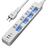 SAYBOUR 電源タップ USB付き 延長コード コンセント Type-C 1ポート USB-A 2ポート 差込口 4口 急速充電 スイッチ ほこり防止シャッター 雷ガード TPU-4S2AC-W (ホワイト, 3m)