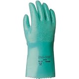 Ansell 39-122-10 Sol-Knit Nitrile Gloves Gauntlet Cuff Interlock Knit Cotton Lined Size 10 Green (Pa