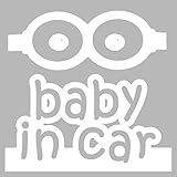 大人気！ベイビー イン カー ステッカーbaby in car /車用/シール/ Vinyl//ステッカー/mbic(白)
