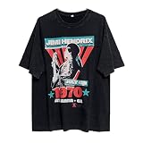 [Carzsell] ジミヘンドリックス 復古 new tシャツ 2025 Tシャツ スポーツ プリント 無地 ゆったり 通気性 ファッション 男女兼用 ダークスタイル (XL)