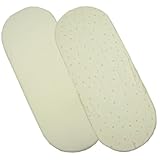 Fitted Cotton Moses Basket Sheets - Cream & Cream Moon & Stars by Niccolas B