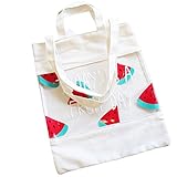 J-LAVIE 2way トートバッグ レディース 夏の物語 果物 プリント かわいい 斜めがけ ショルダーバッグ ショッピングバッグ プールバッグ ビーチバッグ (ホワイト)