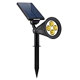 URPOWER Solar Lights 2-in-1 Solar Powered 4 LED Adjustable Spotlight Wall Light Landscape Light Brig