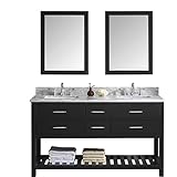 Virtu md-2260-wmsq- -002 60。。」Caroline Estate 2スクエアシンクBath Vanity MD-2260-WMSQ-ES-002 1