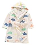 雲の花 子供のバスローブのフランネルのガールパジャマの男の子のバスローブ (ホワイト, 100cm)