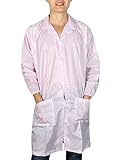 uxcell 作業着 抗静的オーバーオール　コート制服　ユニセックス用　ポリエステル　ピンク M　ダウンボタン