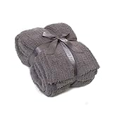 Barefoot Dreams CozyChic Ribbedツインブランケット、カラー:チャコールby Barefoot Dreams