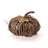 Natural Twig Pumpkin w /メタルリーフ – 4インチ