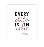 引用符for Kids Art表示Every Child Is An Artist Pablo Picassoピカソ、壁デカール装飾壁デカール引用、Every Child Is An Artist子供