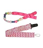 【Lilie】 可愛い おしゃぶり ホルダー 2個 セットマルチ クリップ 新生児 無毒 ビーズ リボン 歯固め ベビーカー お出かけ 落下防止 紛失防止 全8種類 (OH-04)