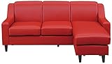 家具の赤や ミランダ ｶｳﾁ3P スツール付き 組み換え可能 カウチソファ オットマン (レッド, PVC（合成皮革）)