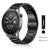 [RoSoki] 22mm バンド Huawei Watch GT 6 Pro/GT 6/ GT5 Pro/ GT5/4/3 46mm / Huawei Watch 5/4 46mm/ Ultimate 2/ Ultimate/ 4 Pro 48mm 対応 交換ベルト ステンレスチール 金属バンド 替えストラップ 防錆 耐久性のある 調整簡単 調整器具付き ビジネス風 男女兼用 ブラック