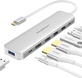 USB C ハブ hdmi 2つ Dual Display ドッキングステーション 7in1 MST デュアル 4K HDMI 拡張 リプル ディスプレイ 高速USB 3.0*3、type c データ伝送、USB-C 100W充電、MacBook Pro/Airなど対応 (シルバー)