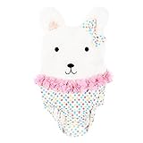 Ochine 新生児　幼児　ロンパース　女の子　コットン　かわいい　くまさんパターン　子供服　ホワイト　0-18月設定 ノースリーブ　カバーオール　出産祝い　4サイズ選べる (S、3-6月)