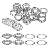 uxcell 両面ハトメ 穴径 20mm 外径32mm 20個 座金付き 銅製 ハトメ金具 鳩目 DIY ハンドメイド アクセサリー 手芸 材料 小物 シルバートーン