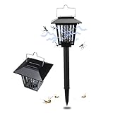 電撃殺虫器 LEDソーラーライト UV光源吸引式殺虫器 照明＆殺虫両用 防水 自動点灯 吊り下げ 地面に挿す 省エネ 庭 屋外