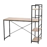 パソコンデスク 120cm幅 奥行53×高さ72cm 収納タワー付き 棚3段/128542(BK/NA)