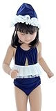 (コ-ランド) Co-land キッズ水着 女児 ワンピース キャップ付 ベビーみずぎ レースフリル バイカラー オールインワン スイムウエア 子供用 女の子 ガールズ XXL