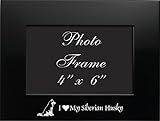 4x6 Brushed Metal Picture Frame-I love my Siberian Husky-Black by LXG, Inc.