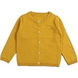 jeleuon Little GirlsキュートクルーネックボタンダウンソリッドFineニットカーディガンセーター カラー: ブラウン