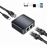 Wuedozue RJ45 ネットワークスプリッターアダプター 1~2 デュアルメス USB - RJ45ポート LANインターフェース イーサネットソケットコネクタ 8P8C エクステンダープラグ Cat5/ 5e / 6/7ケーブルで同時にオンラインに