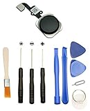 Games&Tech Black Touch ID Sensor Home Button Key Flex Ribbon Cable Assembly + Tools for iPhone 6 & 6